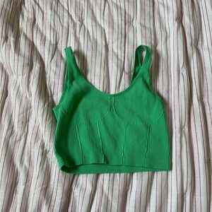 Green Ribbed Crop Top
